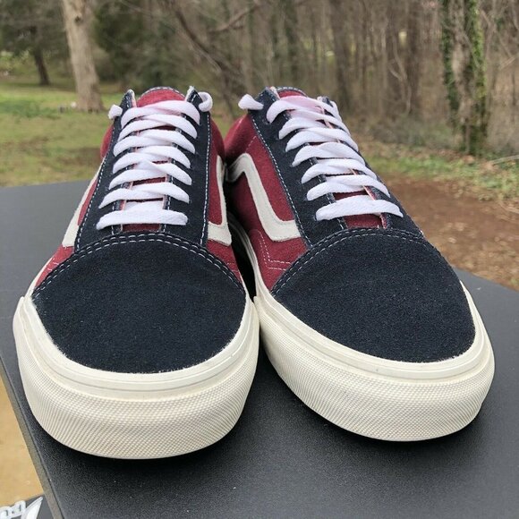 Vans T375 Authentic Two-Tone Suede Skate Shoe Size MENS 9.5 / WOMENS 11 Blue Red - Picture 6 of 12